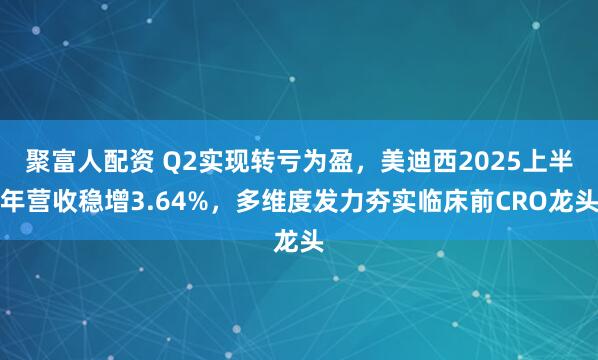聚富人配资 Q2实现转亏为盈，美迪西2025上半年营收稳增3.64%，多维度发力夯实临床前CRO龙头